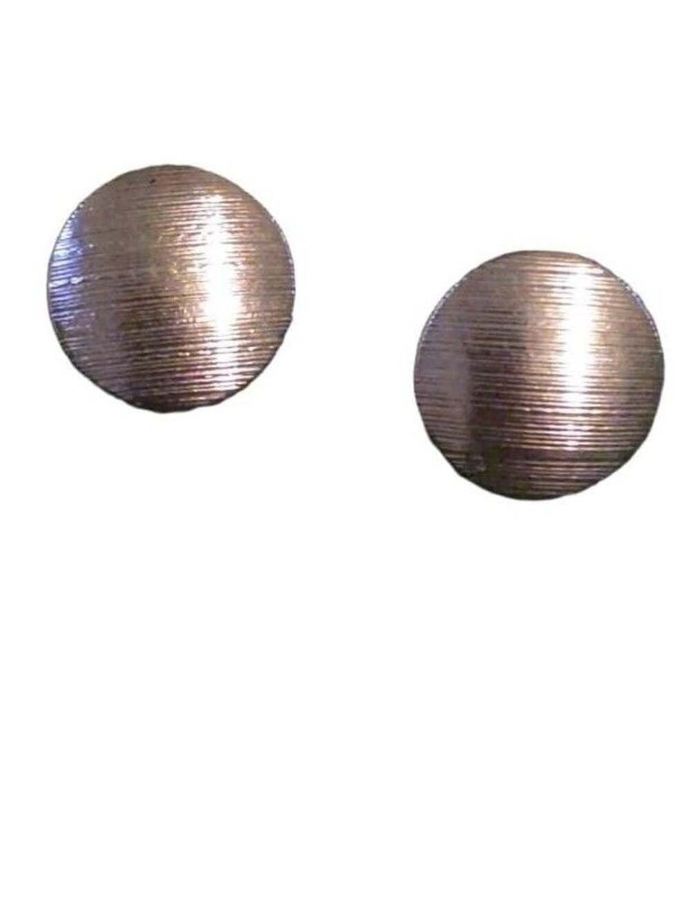 Unbranded Brushed Silver Round Disc Stud Earrings
